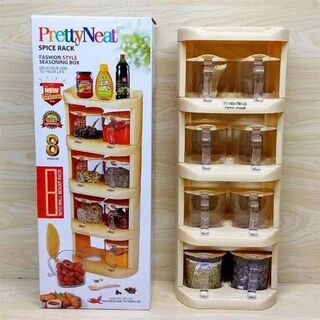 Spice Rack PrettyNeat 8 Jar Kitchen Spice Rack Organizer with Storage Containers