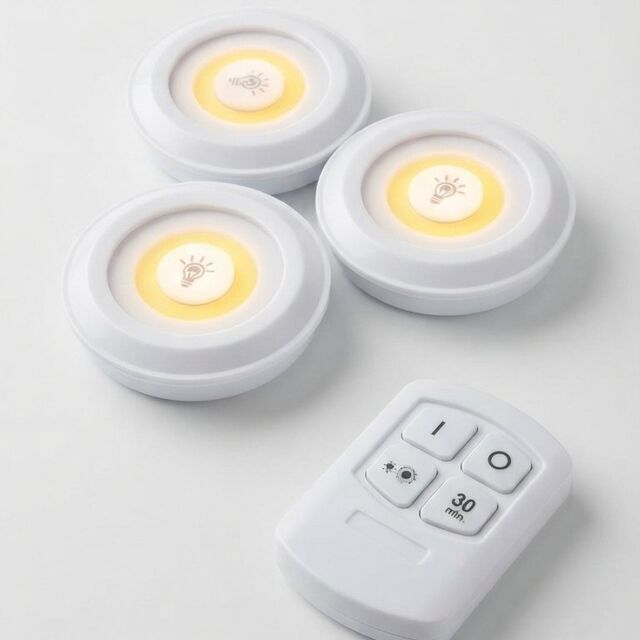 Tap LED Light with Remote Control, Pack of 3 Cell Operated
