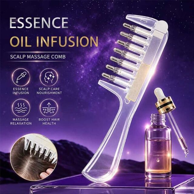 Essence Oil Infusion Scalp Massage Comb – Transparent