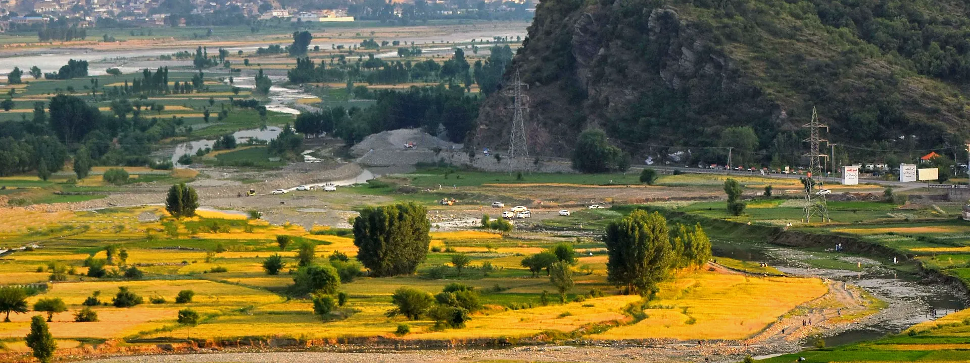 Aerial view of patchwork farm fields in Khyber Pakhtunkhwa