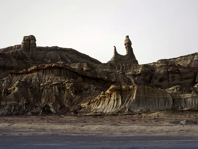 Dramatic wind-carved rock formations on the Makran coast of Balochistan