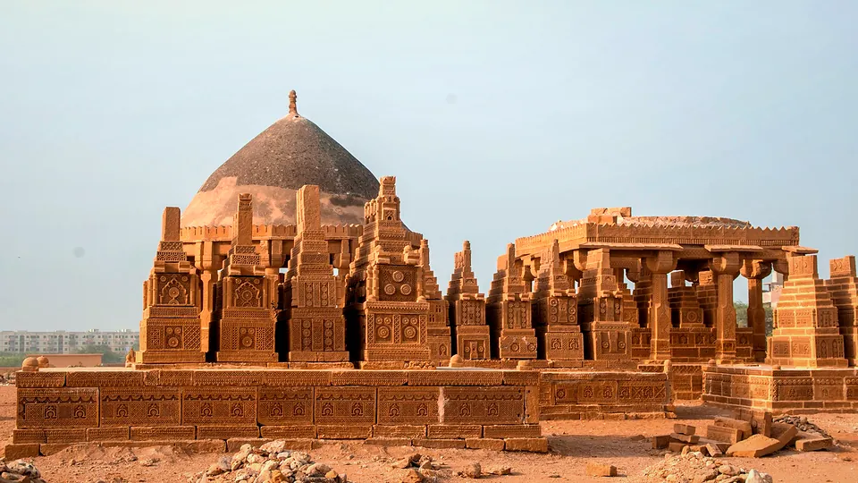 Carved sandstone Chaukhandi tombs in Sindh