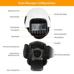 Alternative view of 1Pc Electric Rechargeable Knee Massager Infrared Heat Pain Relief Therapy Knee Brace Wrap With Air Pressure Kneading Timer Temperature Adjustment