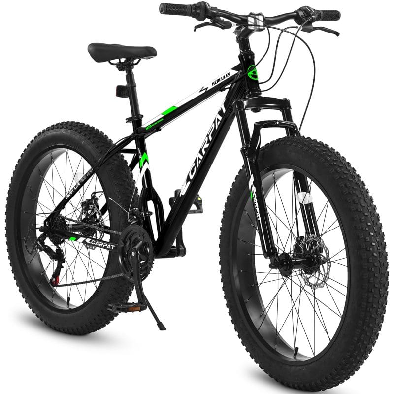 26-inch fat tire bike close-up front wheel