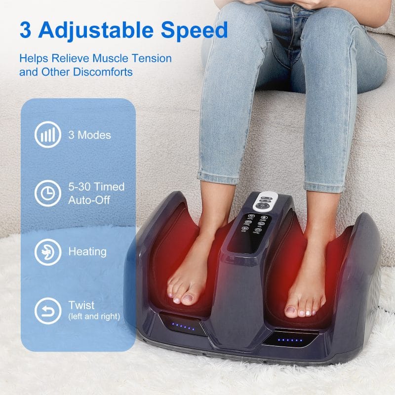 Heated foot massager showing red light heat therapy