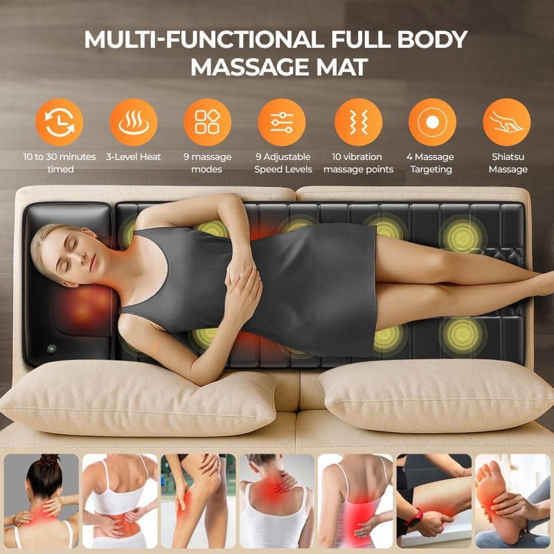Full Body Massage Mattress – Portable Vibration Mat for Home