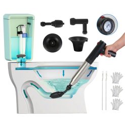 1Pc Electric Toilet Plunger High Pressure Air Plunger Air Drain Blaster Drain Clog Remover With Real Time Pressure Display For Toilets Bathroom Floor Drain Kitchen Sinks Plumbing Clogs