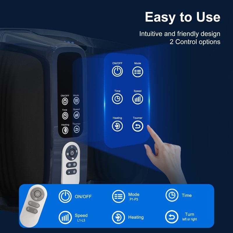 Shiatsu foot massager with heat used for calf relaxation