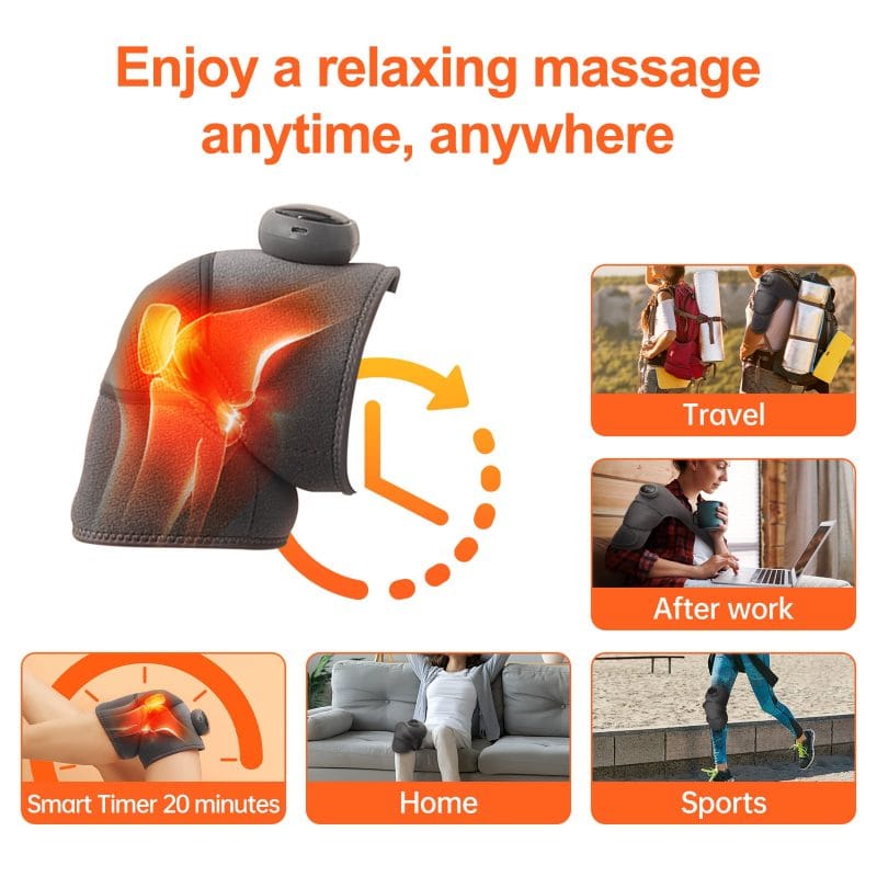 Long-lasting battery knee relief pad user demonstration