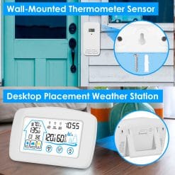 Alternative view of 1Pc Wireless Weather Station With Clock 196FT Range Indoor Outdoor Thermometer Sensor Temperature And Humidity Monitor Humidity Forecast Battery Powered Backlight Display