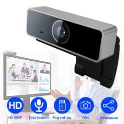 1Pc FHD 1080P Webcam USB PC Computer Webcam Auto Focus With Microphone 60-Degree Widescreen Desktop Laptop Webcam Live Streaming Webcam With Rotatable Clip For Live Broadcast Video Calling Conferencin