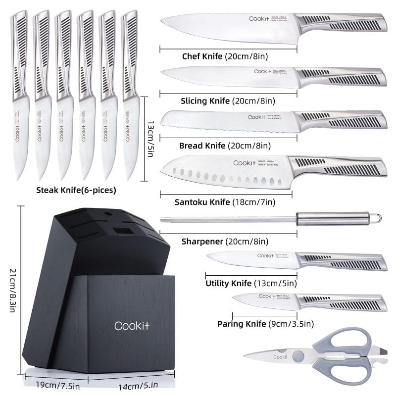 Stainless steel kitchen knives collection