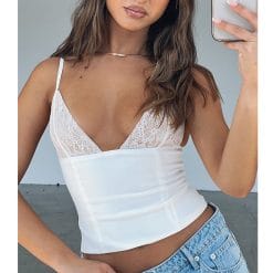 Alternative view of Lace V Neck Camisole – Slim Fit Summer Top with Zipper