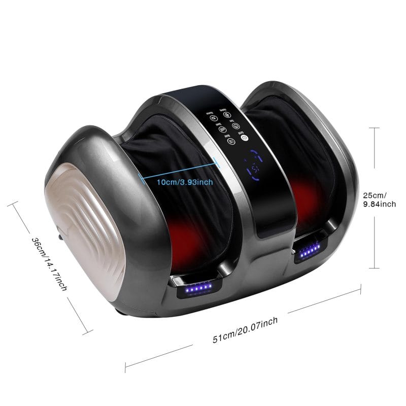 Compact foot massager with heat placed under desk