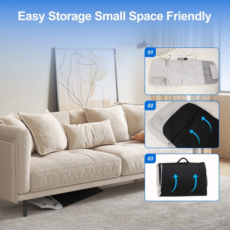 Pregnant woman using massage mattress pad safely